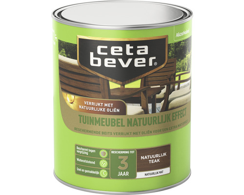 CETABEVER Tuinmeubelbeits natuurlijk teak 750 ml Ceta Bever tuinmeubelolie voor natuurlijk teakeffect, bescherming tot drie jaar