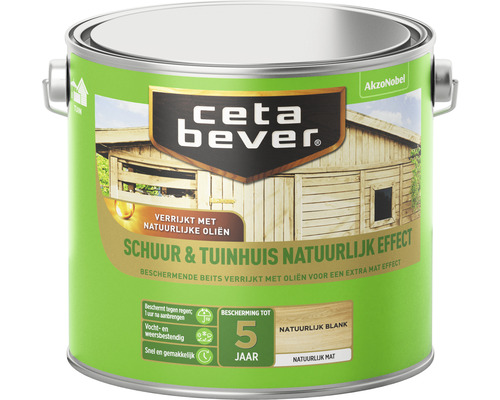 CETABEVER Schuur & tuinhuis beits natuurlijk blank 2,5 l Cetabever Schuur en Tuinhuis beits in blik
