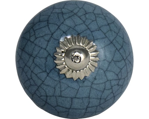 Keramische meubelknop met craquelé en metalen voet