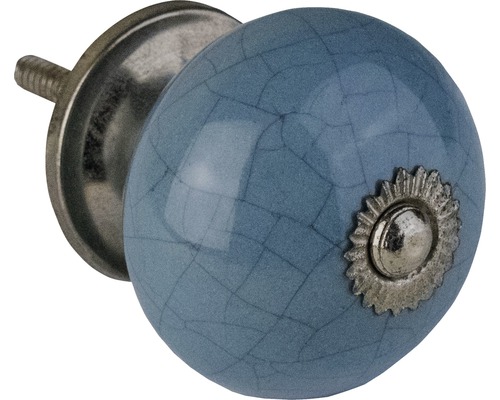 Meubelknop van keramiek met craquelé en metalen elementen