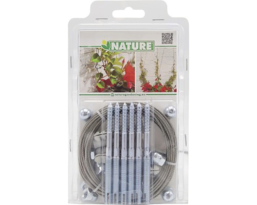 Nature klimhulp set met schroeven en staalkabel in verpakking