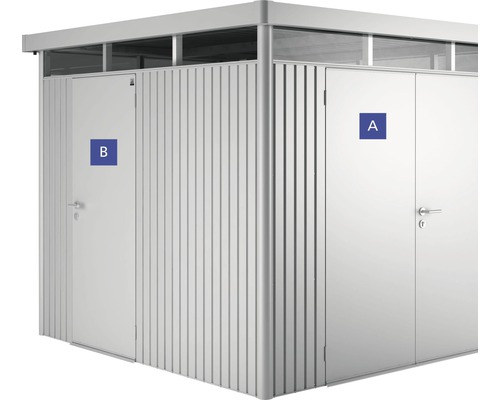 Tuinhuis met twee deuren voor het opbergen van tuingereedschap en gereedschap