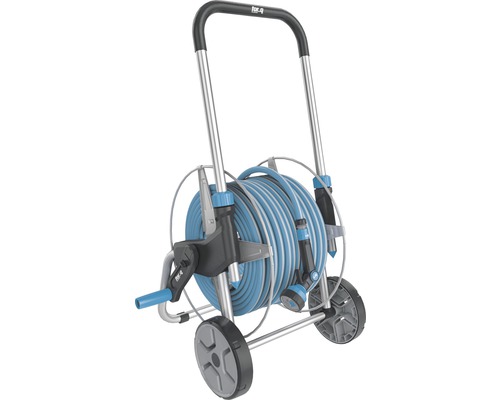 Tuinslangwagen met slang en spuitmondstuk