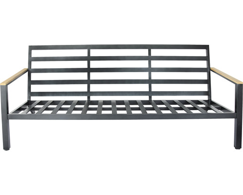 Tuinbank met metalen frame en houten armleuningen
