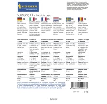 Kiepenkerl Logo. Informatie over gele courgette Sunburst F1 Cucurbita Pepo met zaaien, kiemen, kweken en oogsten.