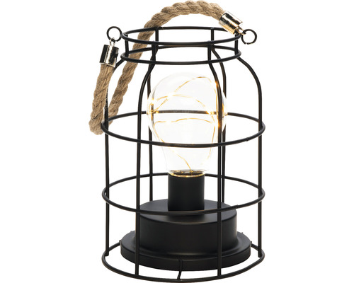 Decoratieve kooilamp met gloeilamp en touwhandvat