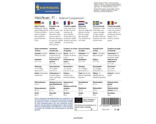 Kiepenkerl Harzfeuer F1 tomatenzaadverpakking