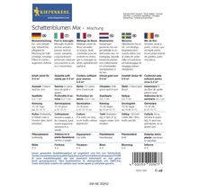Zadenpakket Schaduwbloemen Mix met informatie over zaaien, kiemen, cultuur en bloeitijd