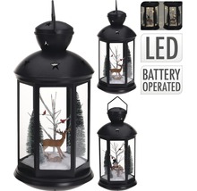 Decoratieve ledlantaarn met wintermotieven, werkt op batterijen