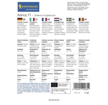 Informatie op een zaadzak voor Aranca F1 cocktailtomaten