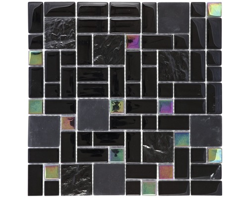 Mozaïektegel glas Black Rainbow zwart 30x30 cm