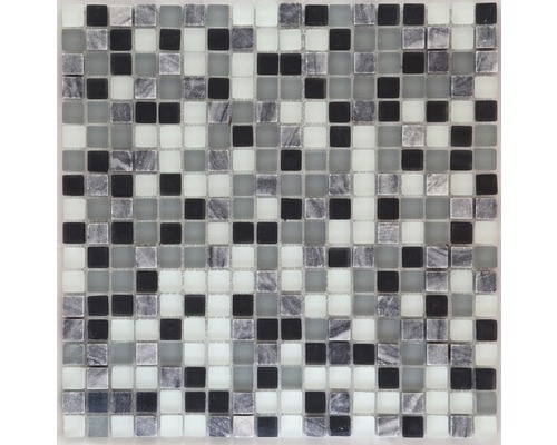 Mozaïektegel glas grijs/zwart/wit 30,5x30,5 cm