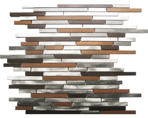 Mozaïektegel natuursteen aluminium multicolour 30x30 cm Mozaïektegel met metaallook