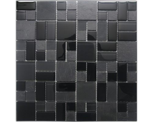 Mozaïektegel glas Black marmor zwart 30x30 cm
