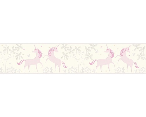 A.S. CRÉATION Behangrand vlies 36990-1 eenhoorn glitter wit/roze 5 m x 13 cm