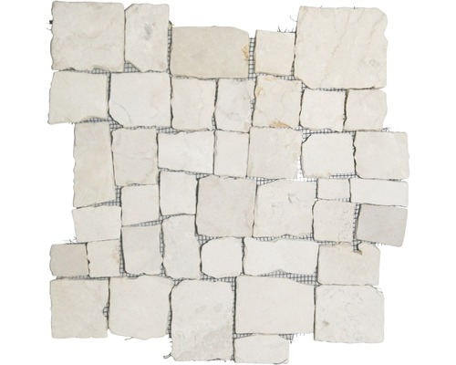 Mozaïektegel natuursteen Murcino crème 30x30 cm Mozaïektegel van natuursteen op een net