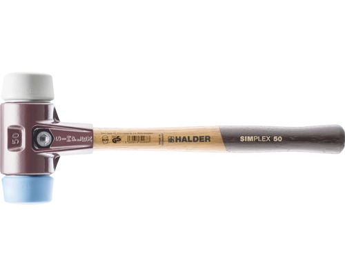 HALDER Kunststof hamer Simplex Ø 50 mm TPE soft-TPE mid (stalen behuizing) Halder Simplex zachte hamer met houten steel en verwisselbare inzetstukken