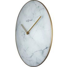 Wandklok met marmerlook en gouden wijzers
