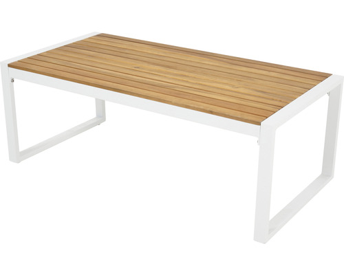 Tuin tafel met houten blad en metalen frame