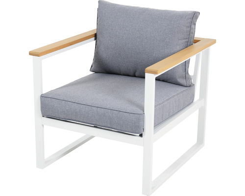 Tuinstoel met grijs kussen en wit frame