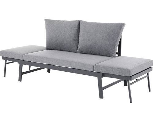 Grijze tuinbank met kussens en aluminium frame