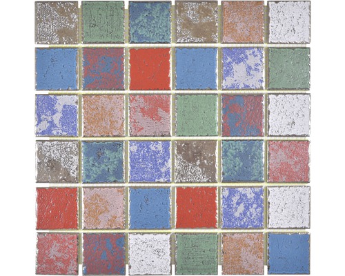 Mozaïektegel keramisch CD CUBIS blauw/groen/rood/wit 31,6x31,6 cm