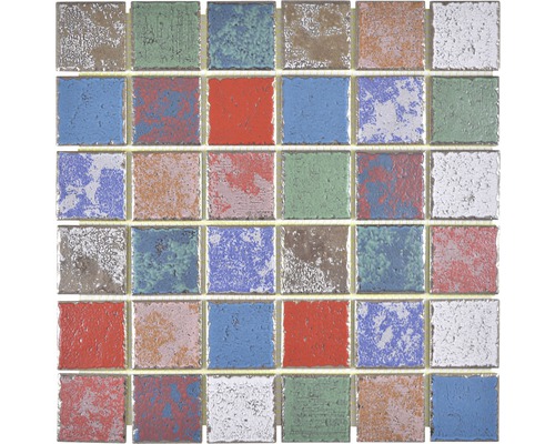 Mozaïektegel keramisch CD CUBIS blauw/groen/rood/wit 31,6x31,6 cm Mozaïektegels met verschillende tinten