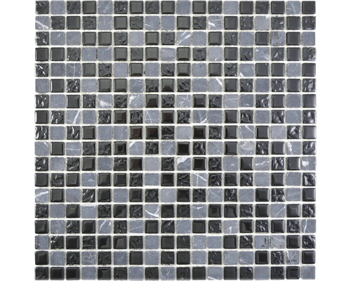 Mozaïektegel glas CM M465 grijs/zwart 30x30 cm