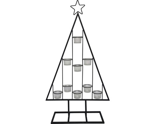 LAFIORA Waxinelichthouder kerstboom metaal zwart H 80 cm