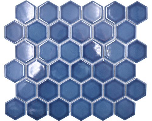 Mozaïektegel keramisch HX 530 blauw/groen 32,5x28,1 cm Mozaïektegel met zeshoekige elementen
