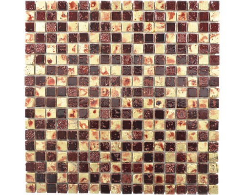 Mozaïektegel natuursteen XAM 67 goud/rood 30x30 cm Mozaïektegel van glas en natuursteen