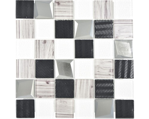 Mozaïektegel glas XCM Coast zilver 29,8x29,8 cm Mozaïektegel met verschillende patronen