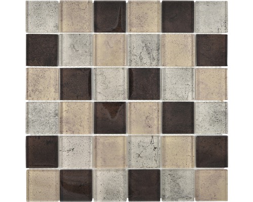 Mozaïektegel glas XCM MOON28 beige 29,8x29,8 cm Mozaïektegel met vierkante glazen steentjes