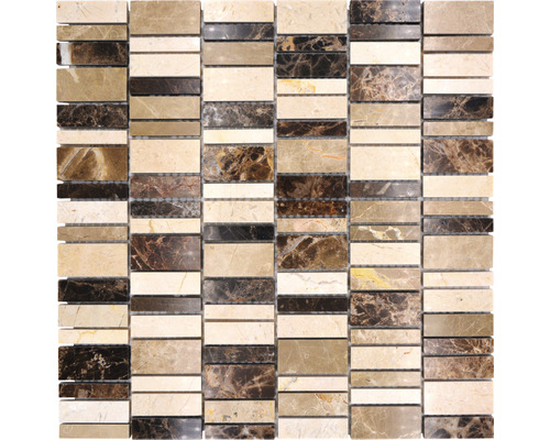 Mozaïektegel natuursteen XNM BC549 beige/bruin 30x30 cm Mozaïektegel van marmer