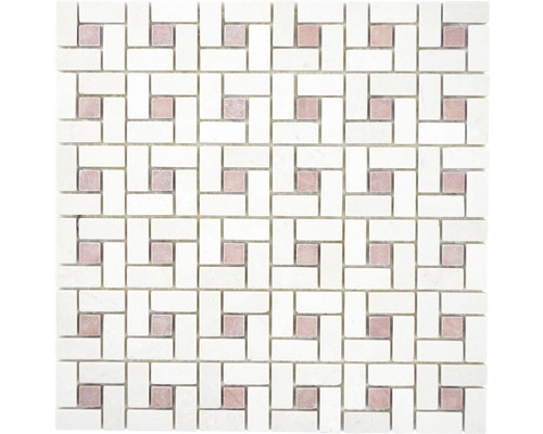 Mozaïektegel natuursteen XNM BS27 beige/rood 30,5x30,5 cm