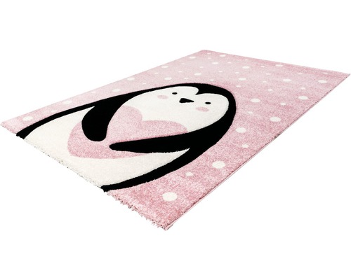 Vloerkleed met pinguïn motief en stippenpatroon