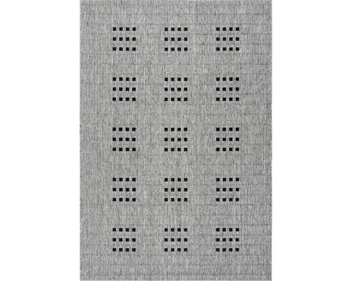 KAYOOM Vloerkleed voor binnen en buiten Indonesia Malang zilver 80x150 cm Grijs tapijt met zwart stippenpatroon