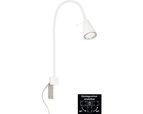 Witte ledlamp met flexibele arm en verstelbare montagehoek