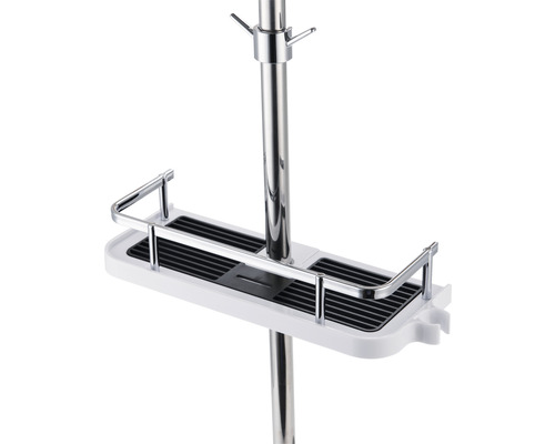Douche rek met plank en haken van verchroomd metaal en kunststof
