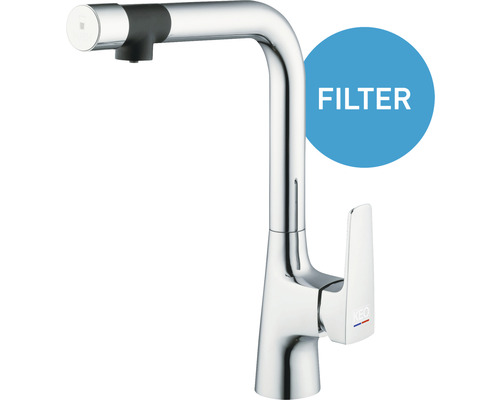 Keukenkraan met filterfunctie voor gefilterd water