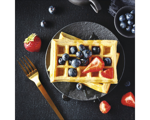 PURE LIVING Schilderij glas Blueberry Waffles 50x50 cm