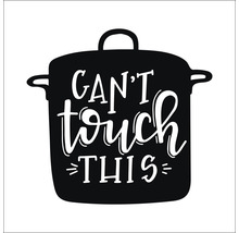 Afbeelding met kookpan en de tekst: Can''t touch this.