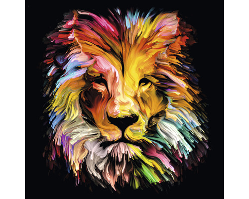 PURE LIVING Schilderij glas Colorful Lion Head 20x20 cm