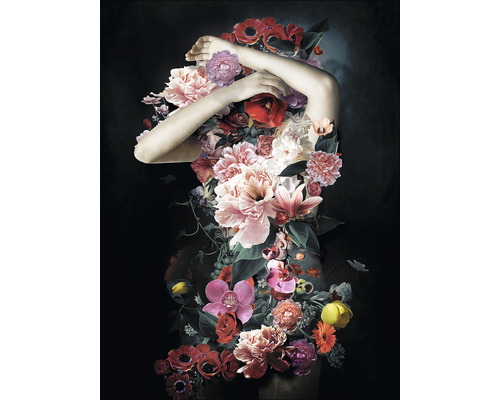 PURE LIVING Schilderij glas Flowers On Her Body I 60x80 cm