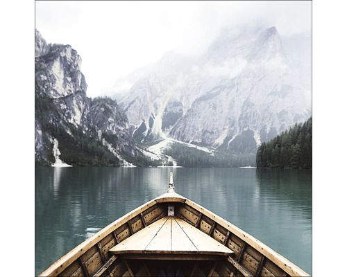 PURE LIVING Schilderij glas Boat Trip On Mountain Lake 30x30 cm