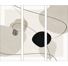 Driedelige abstracte wanddecoratie met vormen en lijnen