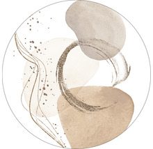 Cirkelvormige illustratie met abstracte vormen en lijnen