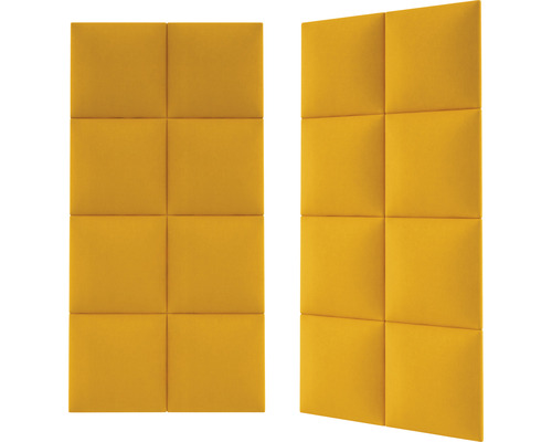 Twee geluidswerende panelen, elk bestaande uit acht vierkante modules