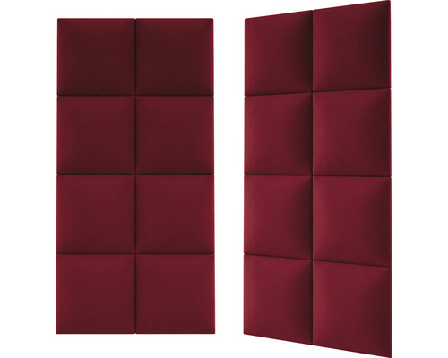 Twee geluidsabsorberende wandpanelen met vierkant patroon