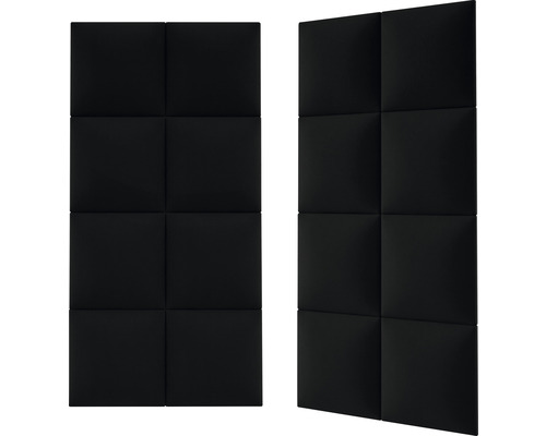 Twee geluidswerende panelen met vierkante secties voor wandmontage